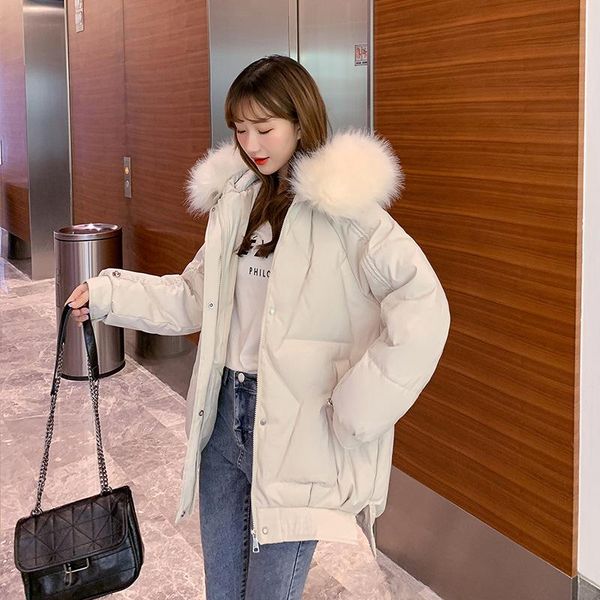 

women's down & parkas women casual short hooded parka coat warm fur collar jacket winter female office lady, Black