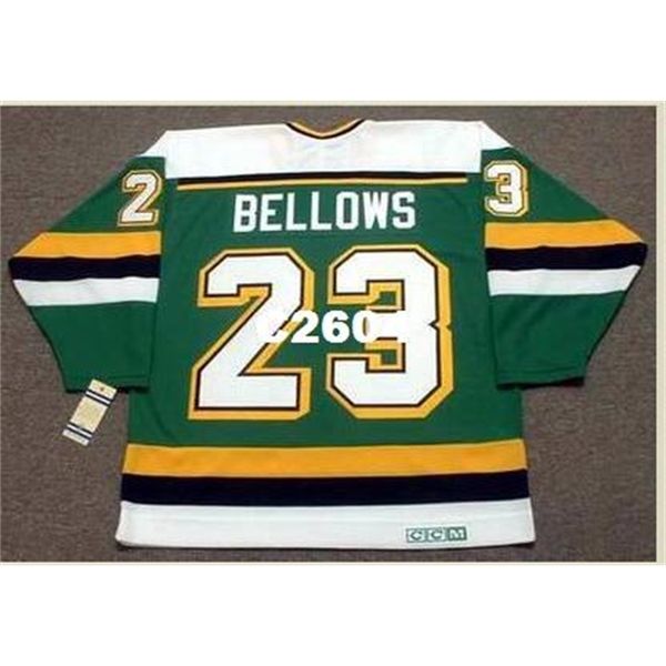 Мужчины # 23 Brian Bellows Minnesota North Stars 1991 CCM Vintage Retro Home Hockey Jersey или пользовательское имя или номер ретро Джерси