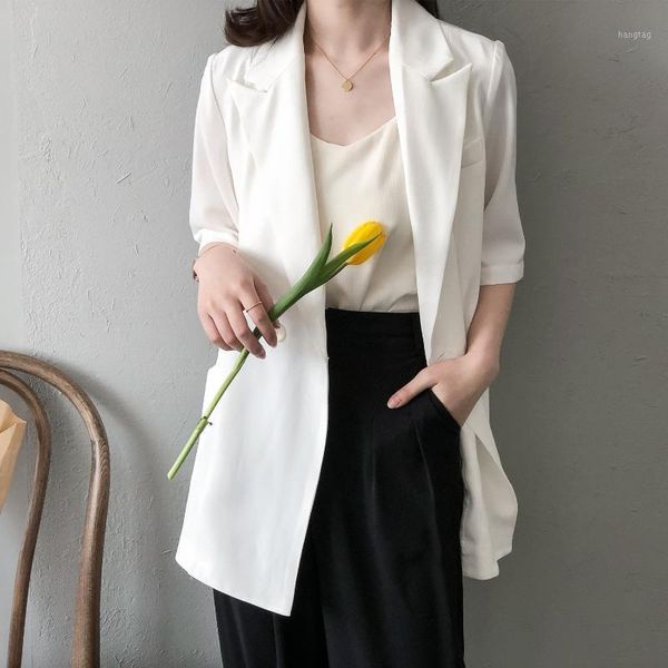 

fy001 suit jacket female design thin spring summer close waist belt jacket korean edition loose thin commuting fashion1, White;black