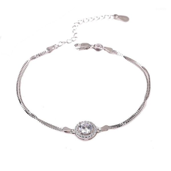 Link, Kette Moissanit Armband Für Frauen Weibliche 1CT Runde 925 Reinem Silber Armbänder Mit Zertifikat Edlen Schmuck1