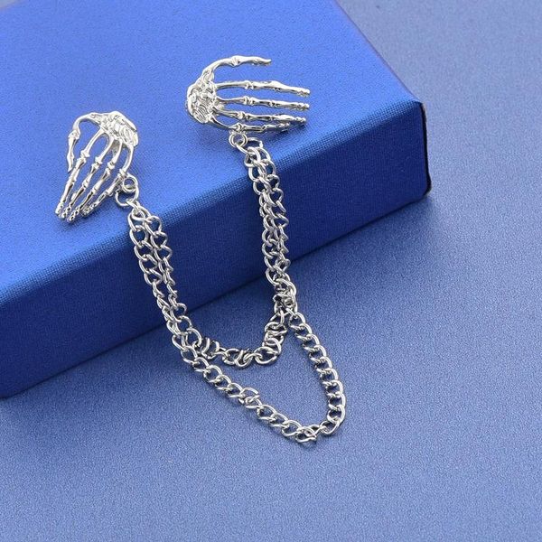 

ins skeleton рука кость когтя когтя булавки черепа и броши для лацкового штифта шкафы шарф ювелирных изделий готический готический панк брош, Gray
