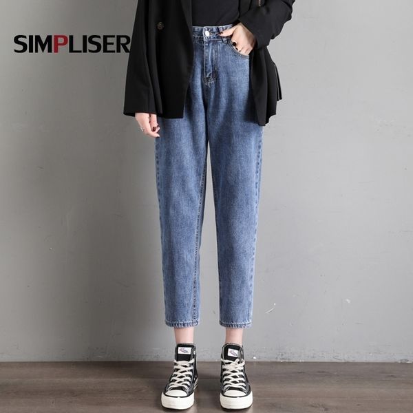 

soft cotton for high waist harem mom plus size blue denim pants boyfriend jeans loose women 201102