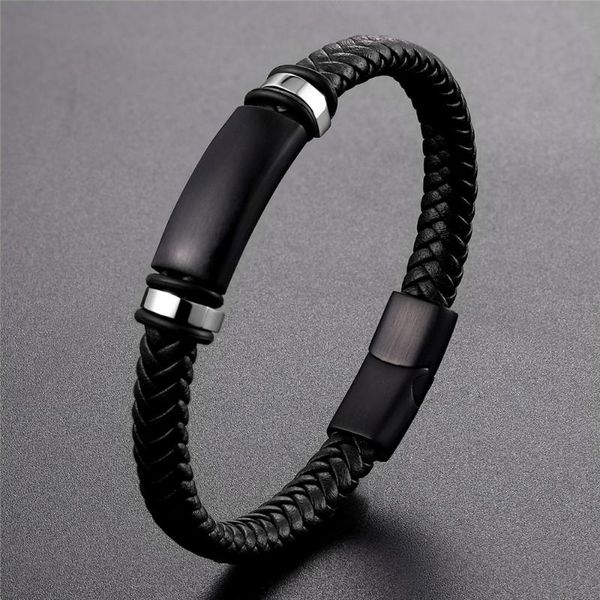 

link, chain design fashion stainless steel bracelet men health magnetic buckle therapy bangles women care preferred gift, Black