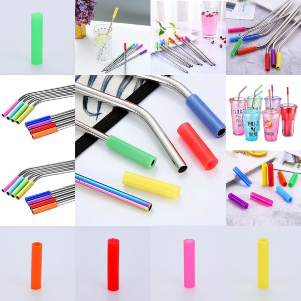 

bar 100pcs/lo teeth shockproof silicone stainless steel reusable 6mm straw sleeve protector accessories 6 na0w1