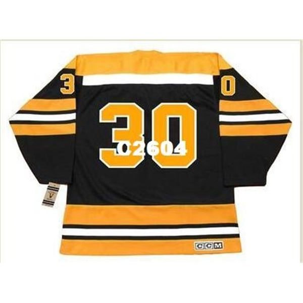 

mens #30 gerry cheevers boston bruins 1970 ccm vintage retro away hockey jersey or custom any name or number retro jersey, Black