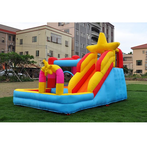 

inflatable bouncer slice combo pentagram jumper slide with ball pit pool outdoor kids playground fun in yard castle golden five-pointed star