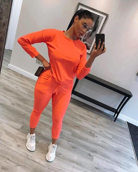 

women's tracksuits cn975 ladies suit leisure sports jogging long-sleeved trousers two-piece fashion solid color street home women, Gray