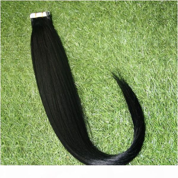 

natural black 100g straight brazilian virgin hair 40pcs pu tape in human hair extensions skin weft human hair adhesive tape