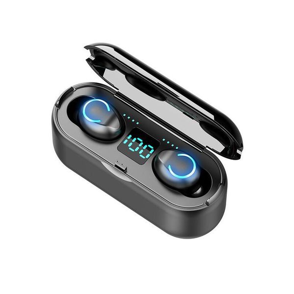 

f9-8 bluetooth 5.0 tws earphone headset wireless earphones battery display touch control mini earbuds stereo gamer headphones