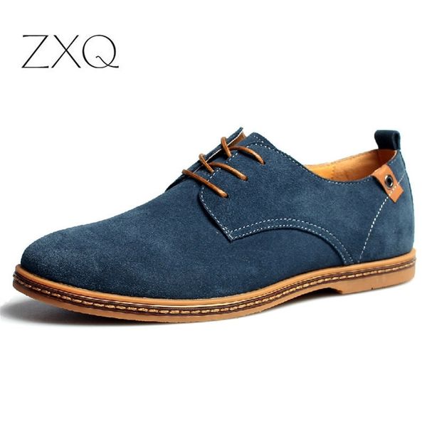 

fashion men casual shoes new spring men flats lace up male suede oxfords men leather shoes zapatillas hombre size 38-48 y200104, Black