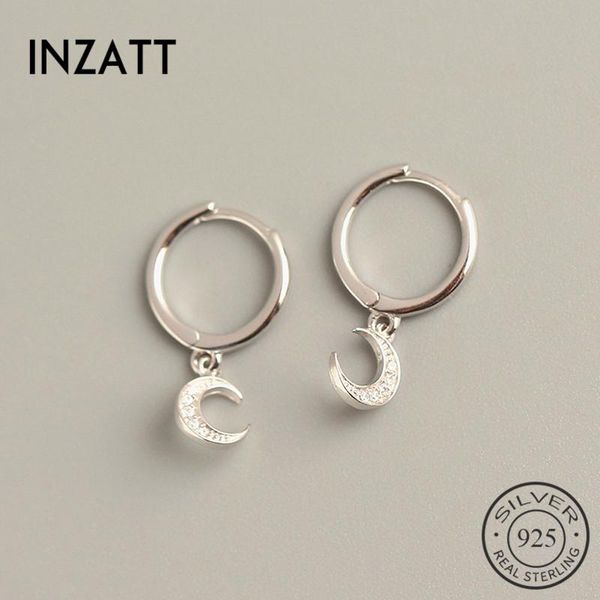 

hoop & huggie inzareal 925 sterling silver zircon moon earrings for fashion womenclassic geometric fine jewelry 18k gold accessories, Golden;silver