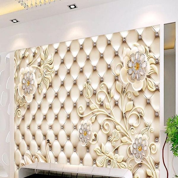 

new custom 3d large mural wallpaper three-dimensional soft embossed jewelry flower children's room tv background living bedroom