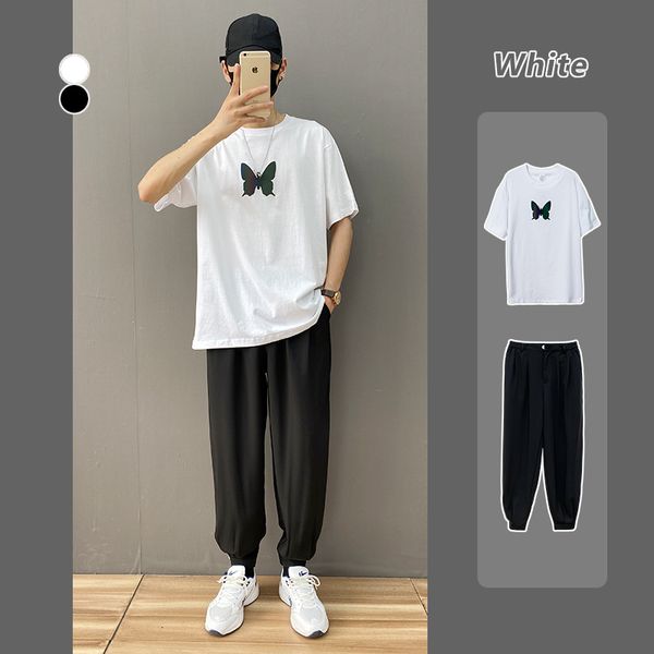 

ins super fire reflective butterfly short t-shirt cotton loose half sleeve men's fashion brand summer wear