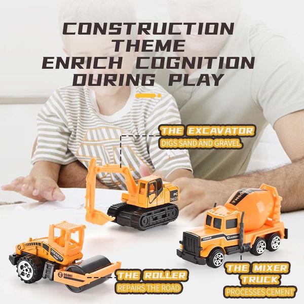 

2 in 1 alloy container truck suit car model simulation car model mini construction vehicle toys ornaments toy decorations