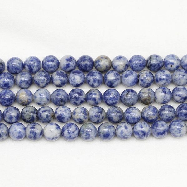 

1 strand lot 4 6 8 10 12 mm natural blue spot stone bead round loose bead spacer beads for jewelry making findings diy bracelet h bbyorw