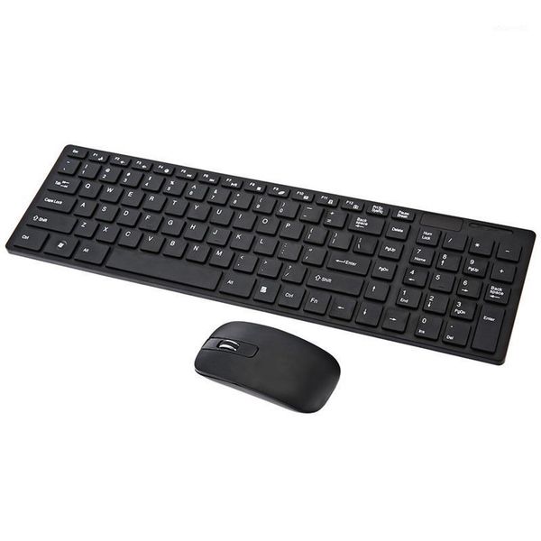 

2.4g optical wireless keyboard wireless mouse mice usb receiver combo kit for pc lapportable ultra thin office suit black1
