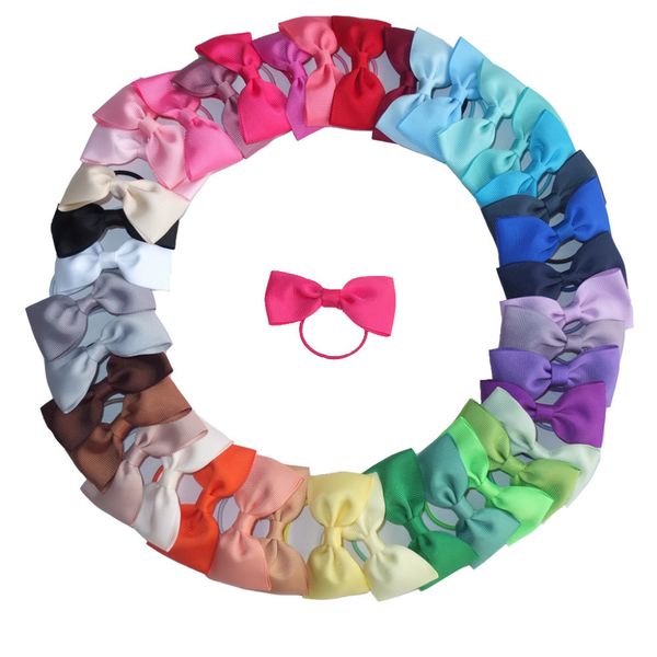 

3 inch with elastic bands classical bows ponytail holder children girls hair tie bow headwear 40 pcs/lot y200710, Slivery;white