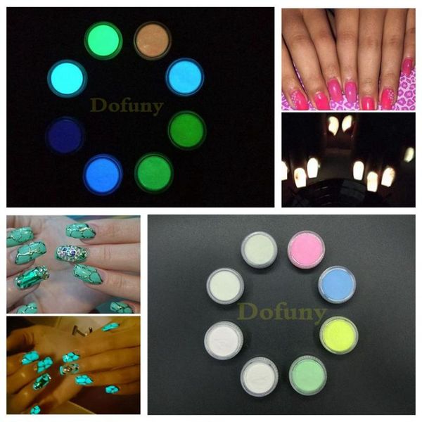 

nail glitter 8 colors to choose luminous powder glow in the dark decoration ornament fluorescence pigment, Silver;gold