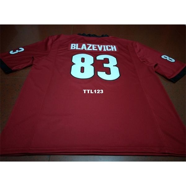 

men #83 jeb blazevich georgia bulldogs size s-4xl red black white college jersey or custom any name or number jersey