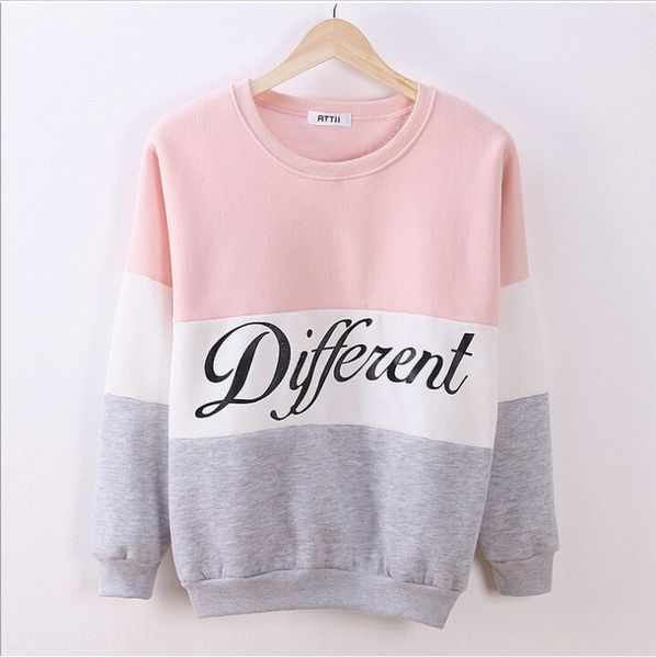 

korean autumn new women's color block letter round neck long sleeve sweater korean autumn new women's color block letter pullover, Black