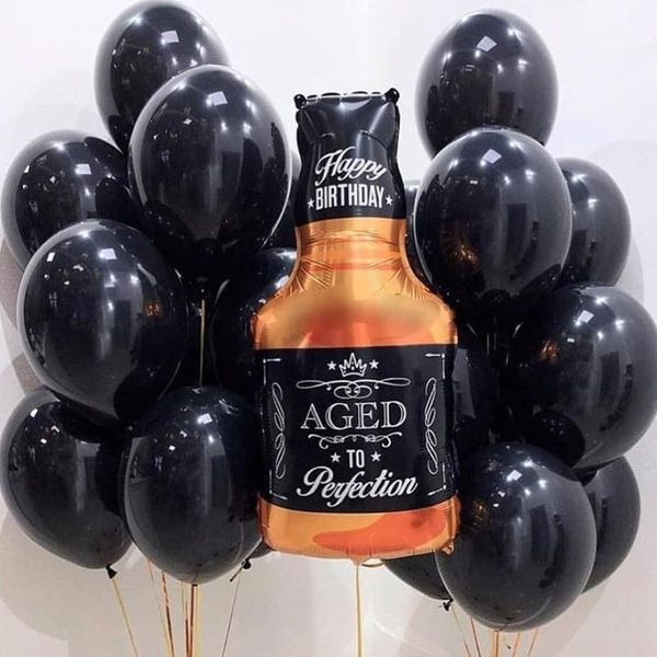 

1pc whiskey bottle cup happy birthday party decorations foil balloon bridal shower wedding bachelorette aged to perfection1