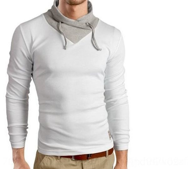 

ngzhv футболка соответствующего цвета men'skorean стиль шить с капюшоном шнуровка t новой мужских рубашек базового t14 hugxx, Blue