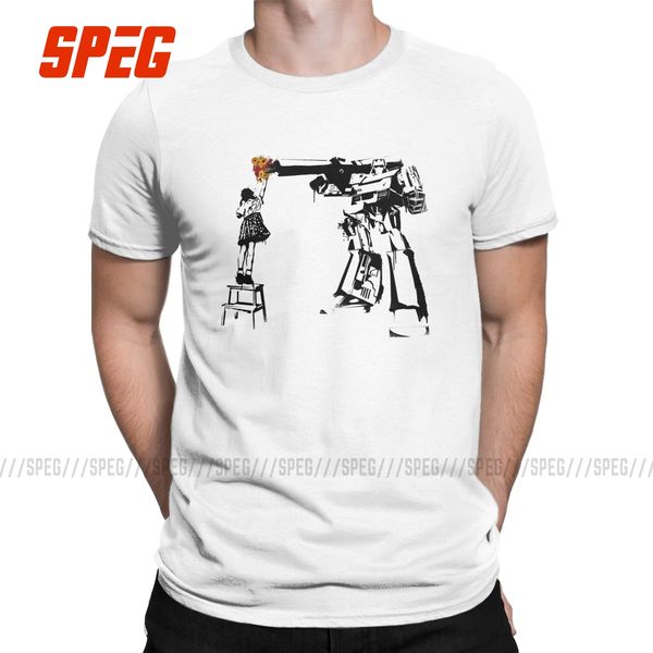 

sport peace through botany t-shirt for men crewneck pure cotton t shirt graffiti banksy art short sleeve tee shirt 6xl clothing