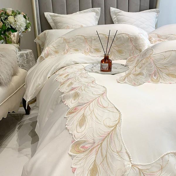

bedding sets luxury 100 cotton set of four white quilt cover lace sheets