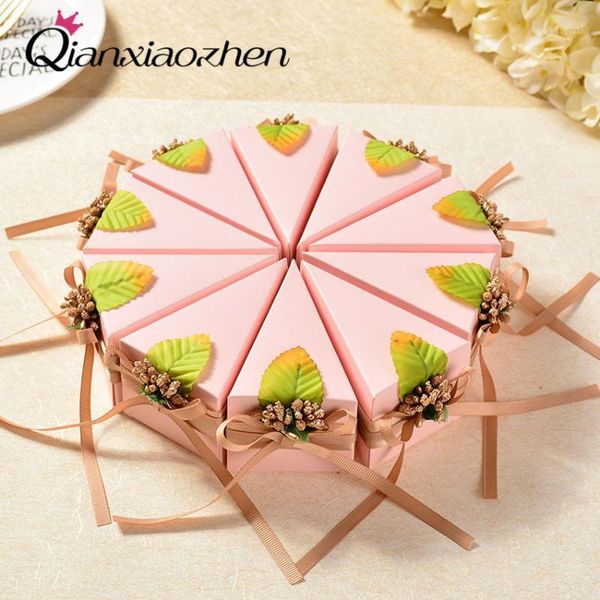 

qianxiaozhen 10pcs leaf wedding cake candy box favor boxes wedding favors and gifts event & party supplies1