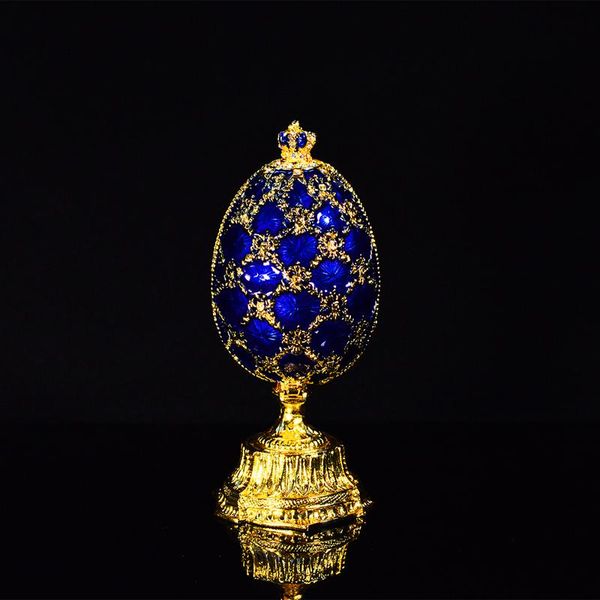 

qifu handicraft faberge egg with beautiful small castle metal gift, Pink;blue