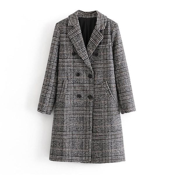

blsqr wool blend winter tweed coat women long sleeve elegant female outwear blazers 2020 autumn winter streetwear coat, Tan;black