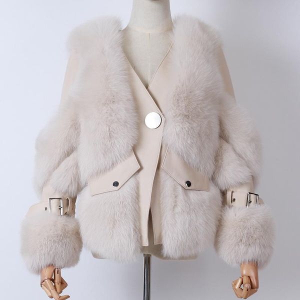

women's fur & faux women natural ladies coat real jacket, Black