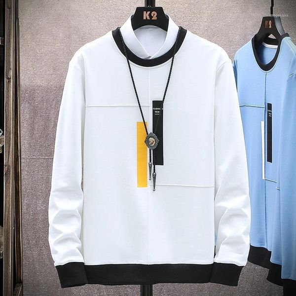 

fall 2020 new men's fashion long-sleeved round collar students leisure loose print1, Black