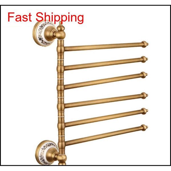 

new bathroom rotation bars towel holder wall mounted antique brass flexible towel bar 2-6bars lu qylaox homes2011