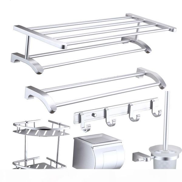 

new design modern space aluminum bathroom accessories bathroom products sand blasting silver mounting bathroom hardware set b385 bbytjc
