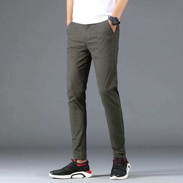 

spring and autumn cotton casual pants men's large size korean slim fit men's ankle pants versatile business casual, Blue