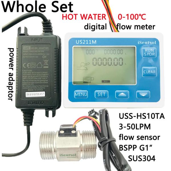 

water us211m digital water flow meter sus304 stainless steel g1" uss-hs10ta 3-50l/min hall flow sensor dijiang