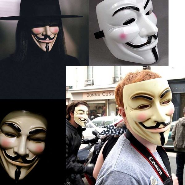 Cadılar Bayramı Maskeleri V Vendetta Mask için Guy Fawkes Anonim Süslü Elbise Cosplay Kostümleri Masquerade Film Yüz Maskeleri