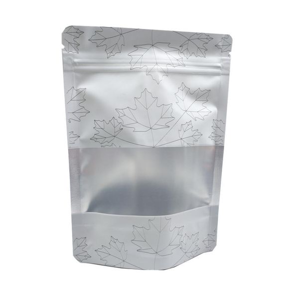 

50pcs lot 13x18cm5.11x7.08 multi colors stand up maple leaf mylar aluminum foil zip lock food package bag with clear window h bbyvds