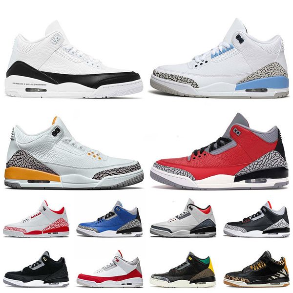 

2020 new fragment with box mens jumpman 3 3s basketball shoes satin\r\r unc 3 laser orange red cement trainers sneakers