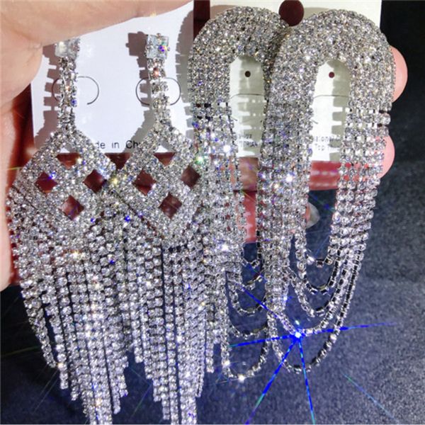 

tassel fashionq83cfull rhinestone mix crystal bling claw shine chain diamond exaggerated earrings boutique wholesale20ux