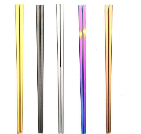 

304 stainless steel vacuum plating colorful square chopsticks good quality gold rainbow black chopsticks wholesale bbygryf xmh_home