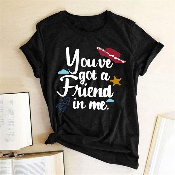 

new you are got a friend in me letter printed t shirt women short sleeve harajuku graphic tees shirts femme fashion casual, White
