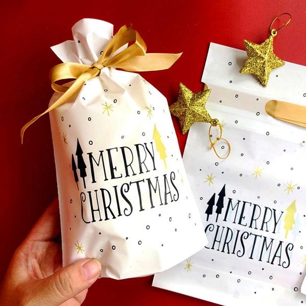 

10шт рождество конфеты сумки с рождеством декор для дома таблица 2020 navidad снежинка crisp мешок elk мешок подарка xmas упаковка мешок bby