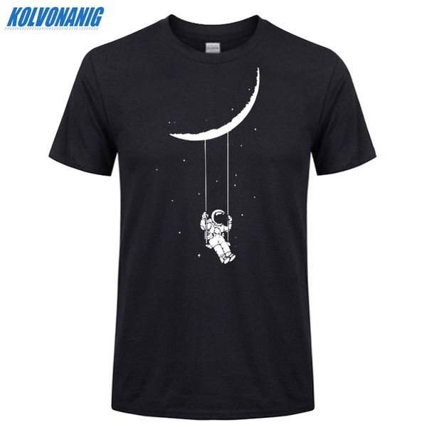 

sport summer 2019 cosmonaut to swing on the moon funny print t shirt men casual loose cotton short sleeve o-neck male tee shirts top