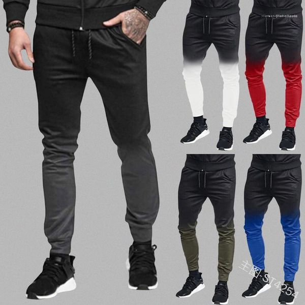 

low waist pencil pants males casual pants spring autumn mens designer sports style trousers skinny gradient, Black