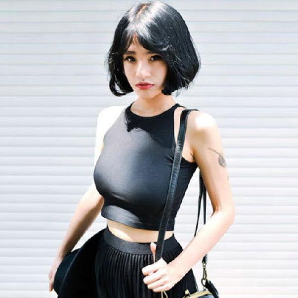 

newly women summer crop round neck sleeveless slim fit pullover female vest cla88 drop shipping, White