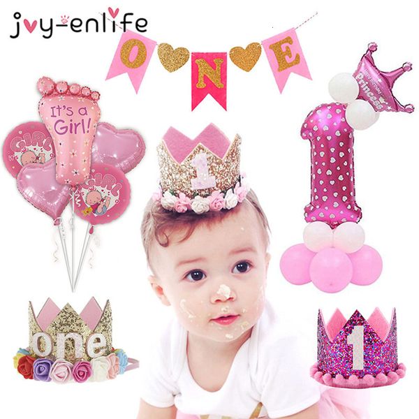 

joy-enlife year decoration kid princess crown 1st party first boy girl 1 birthday baby shower
