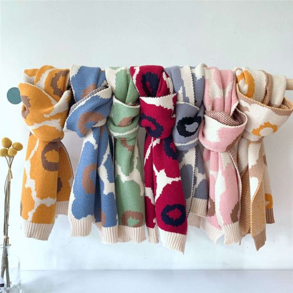 

scarf bida's new autumn camouflage children's winter knitting fashion boys and girls' warm wool neck, Red;brown