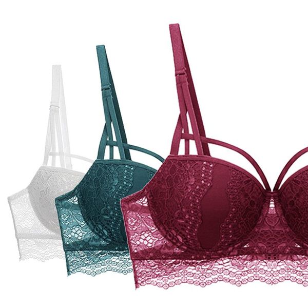 

bras 3/4 cup lace bra female lingerie thick embroidery push up for women plus size underwear cotton brassiere a b c, Red;black